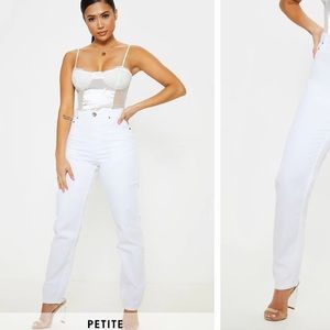 Petite white straight leg jeans